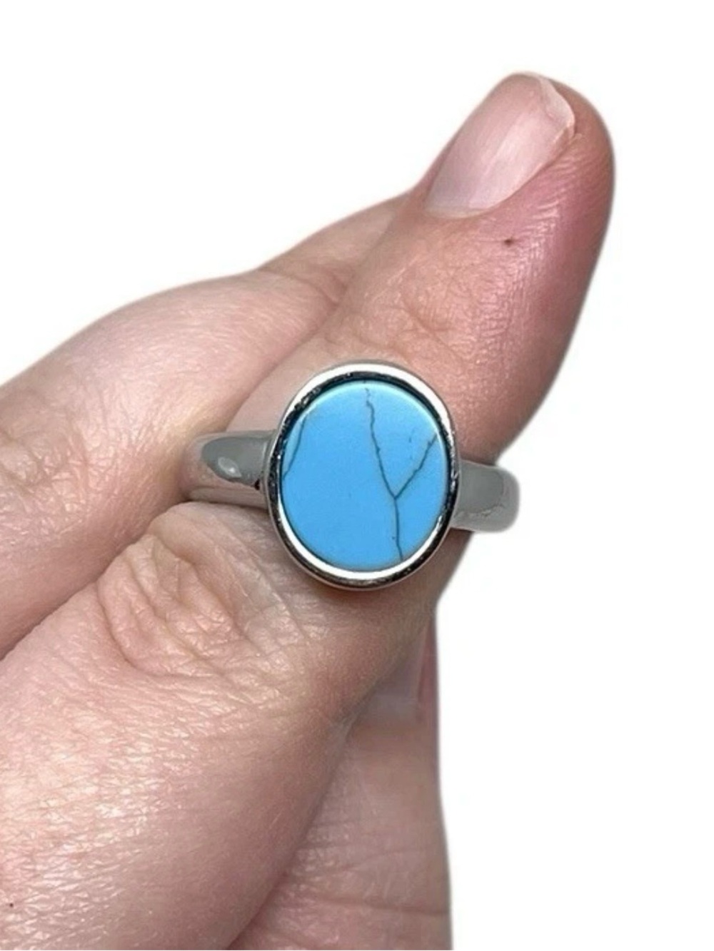 Vitaly “Reika” Turquoise Silver Stainless Steel Size 9 Ring Streetwear